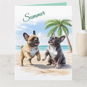 French Bulldogs Beach French Bulldog Card