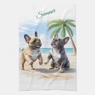 French Bulldogs Beach French Bulldog Kitchen Towel