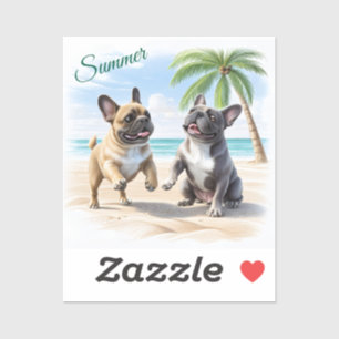 French Bulldogs Beach French Bulldog Sticker
