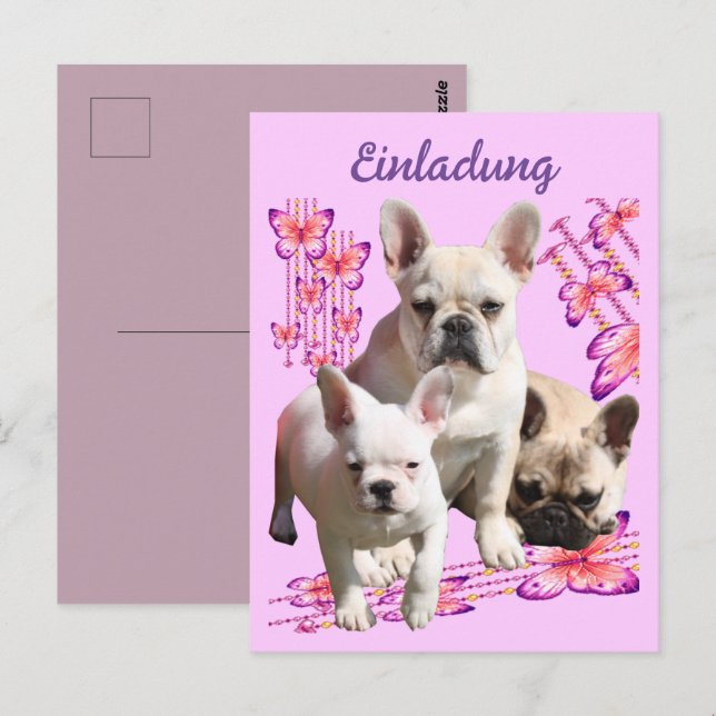 French Bulldogs Butterfly  Bulldog Postcard (Front/Back)