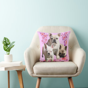 French Bulldogs Butterfly  Bulldog Throw Pillow
