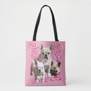 French Bulldogs Butterfly  Bulldog Tote Bag