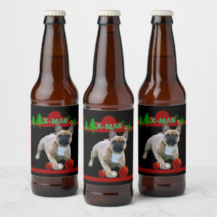 French Bulldogs Christmas French Bulldog Beer Bottle Label