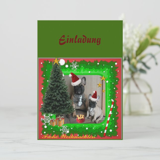 French Bulldogs Christmas French Bulldog Invitation (Standing Front)