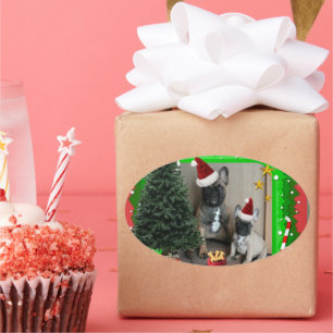 French Bulldogs Christmas French Bulldog Oval Sticker