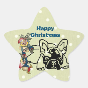 French Bulldogs Christmas French Bulldog Star Sticker