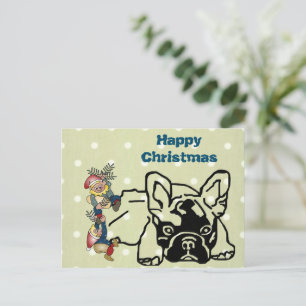 French Bulldogs Christmas Party Postcard