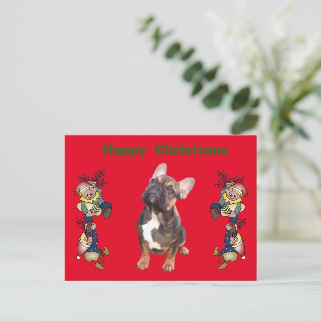 French Bulldogs Christmas Party Postcard (Standing Front)