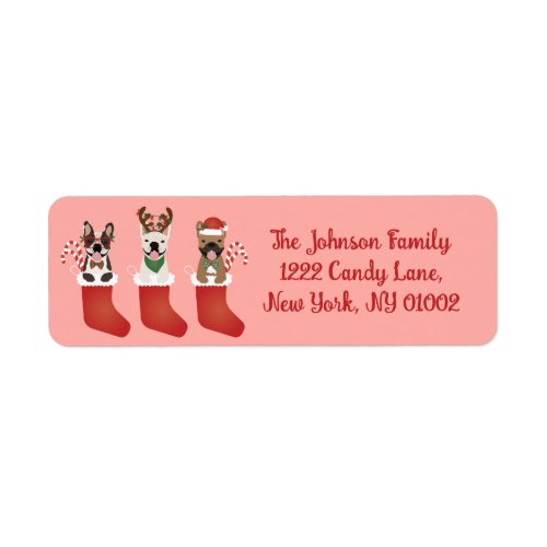 French Bulldogs Christmas Stockings Label