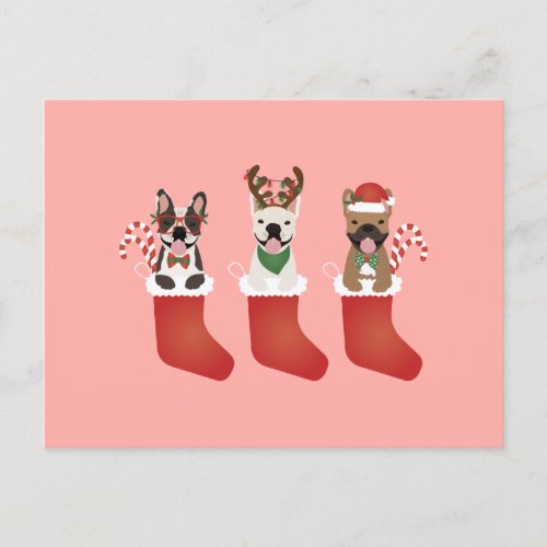 French Bulldogs Christmas Stockings Postcard