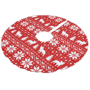 French Bulldogs Christmas Sweater Style Pattern Faux Linen Tree Skirt French Bulldogs Christmas Sweater Style Pattern Faux Linen Tree Skirt