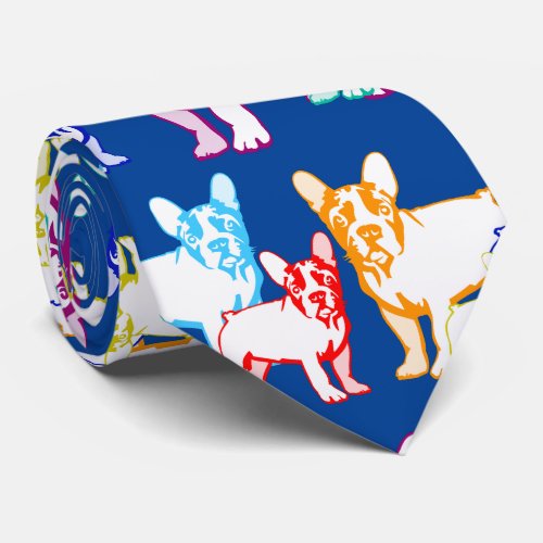 French Bulldogs colorful Neck Tie