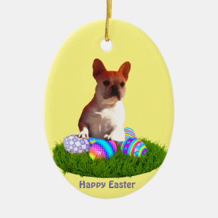 French Bulldogs Easter French Bulldog Ceramic Ornament