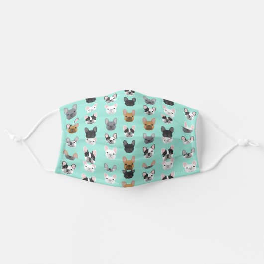 French Bulldogs Faces Adult Cloth Face Mask (Front, Unfolded)