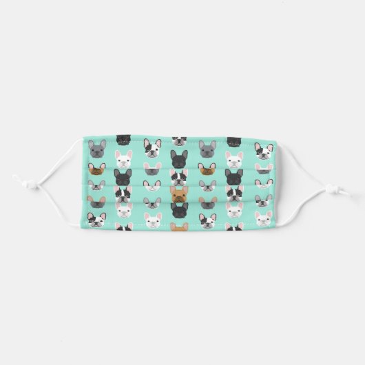 French Bulldogs Faces Adult Cloth Face Mask (Front, Folded)