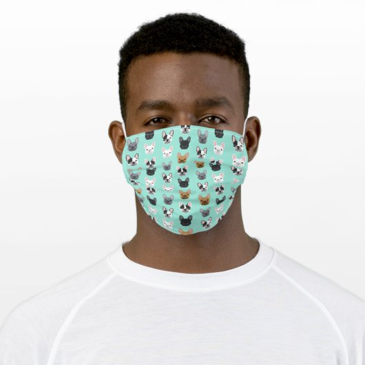 French Bulldogs Faces Adult Cloth Face Mask (Worn)
