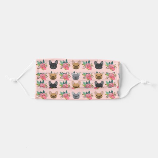 French Bulldogs Florals Adult Cloth Face Mask (Front, Folded)
