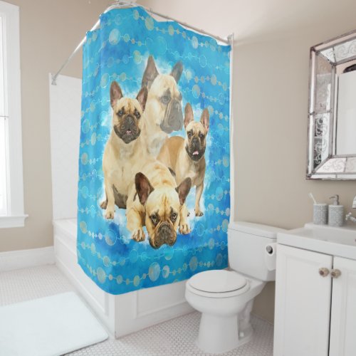 French Bulldogs _ Frenchie collage Shower Curtain