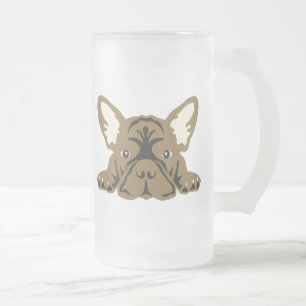 French Bulldogs Frosted Glass Beer Mug