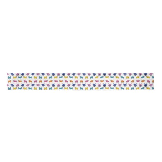 French Bulldogs Fun Animated Multicoloured Ribbon (Front)