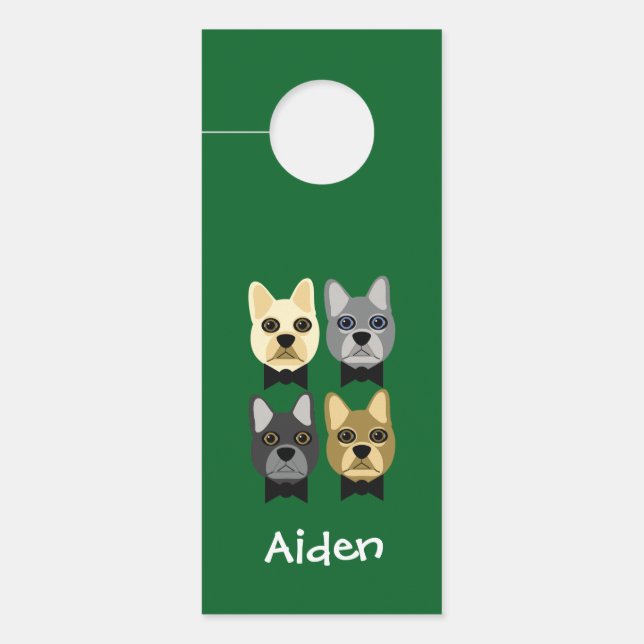 French Bulldogs Green Door Hanger (Front)