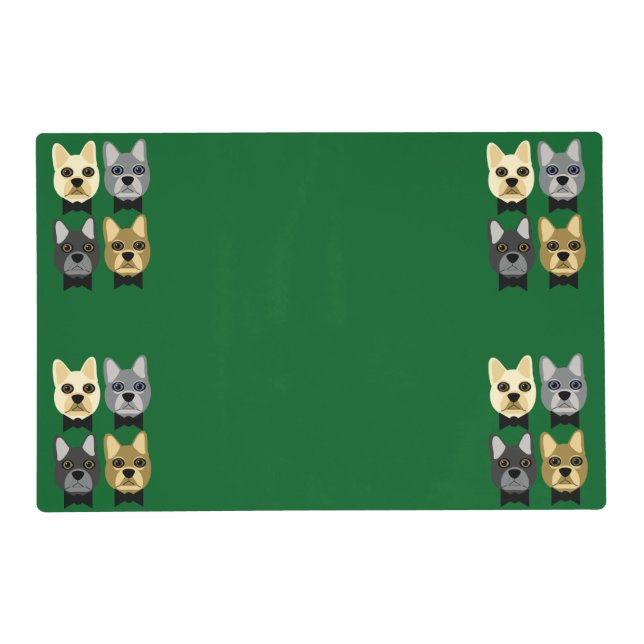 French Bulldogs Green Placemat (Front)
