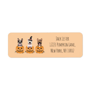 French Bulldogs Halloween Pumpkin Label