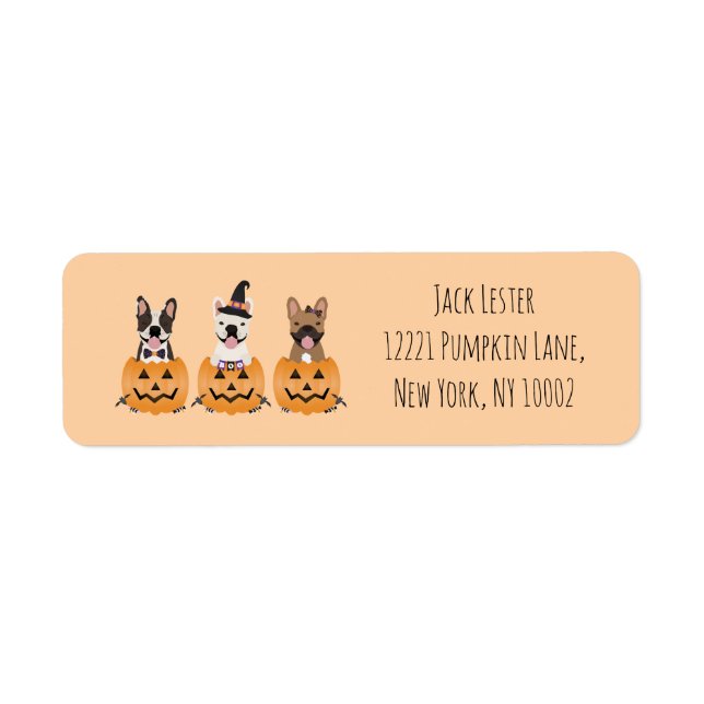 French Bulldogs Halloween Pumpkin Label (Front)