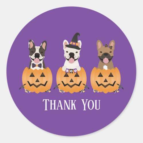 French Bulldogs Halloween Thank You Classic Round Sticker