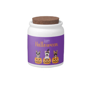 French Bulldogs Happy Halloween Candy Jar