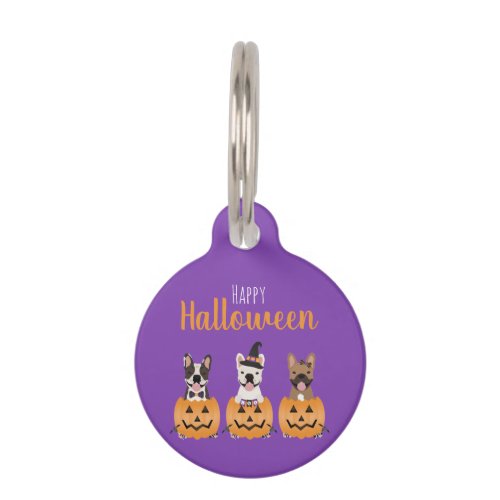 French Bulldogs Happy Halloween Pet ID Tag