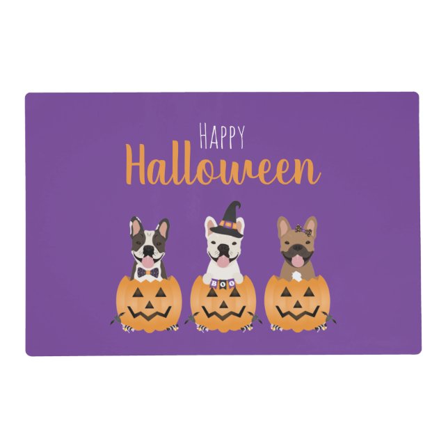 French Bulldogs Happy Halloween Placemat (Front)
