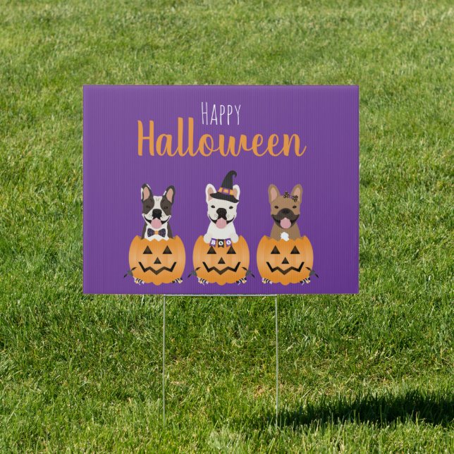 French Bulldogs Happy Halloween Sign (Insitu)