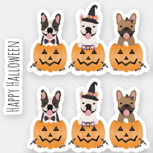 French Bulldogs Happy Halloween Sticker