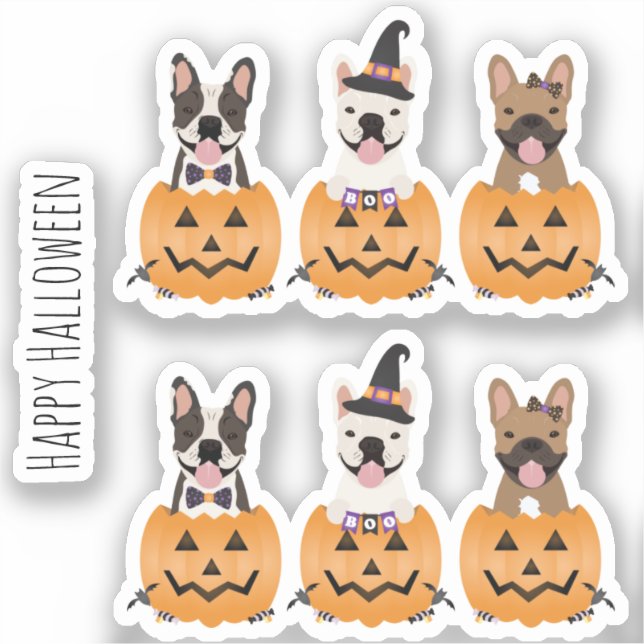 French Bulldogs Happy Halloween Sticker (Front)