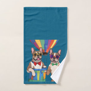 French Bulldogs Happy New Year Hand Towel