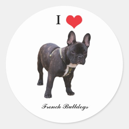 French Bulldogs I love heart sticker stickers