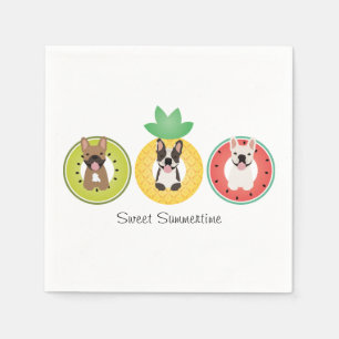French Bulldogs In Fruit Pool Floats Napkins