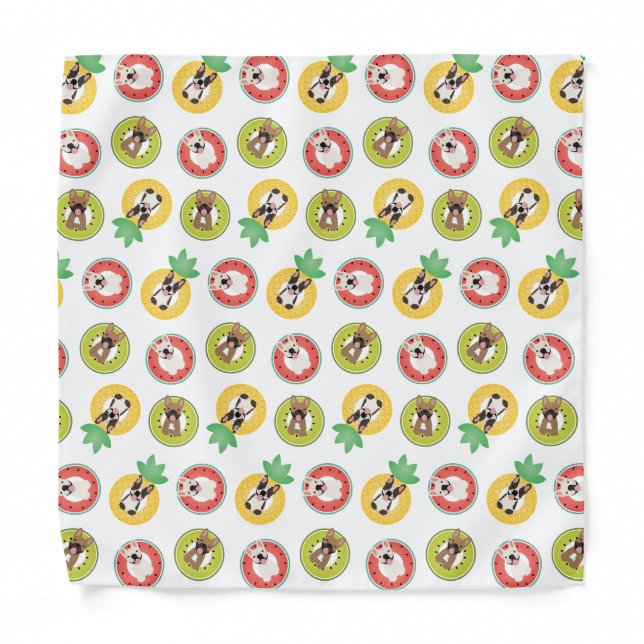 French Bulldogs In Fruit Pool Floats Pattern Bandana (Front)