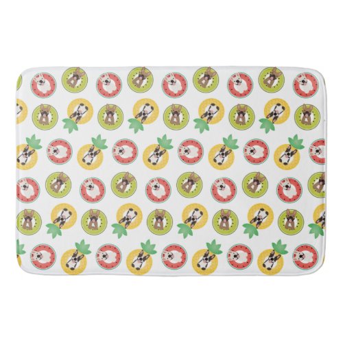 French Bulldogs In Fruit Pool Floats Pattern Bath Mat