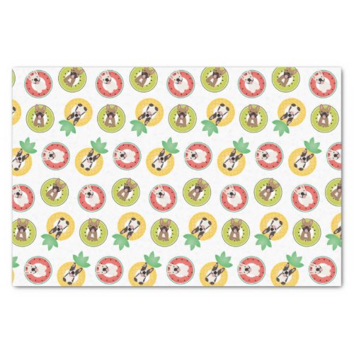French Bulldogs In Fruit Pool Floats Pattern Tissue Paper