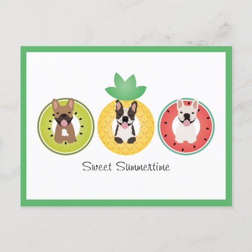 French Bulldogs In Fruit Pool Floats Postcard