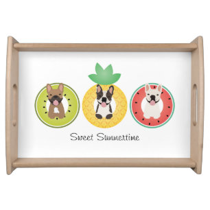 French Bulldogs In Fruit Pool Floats Serving Tray