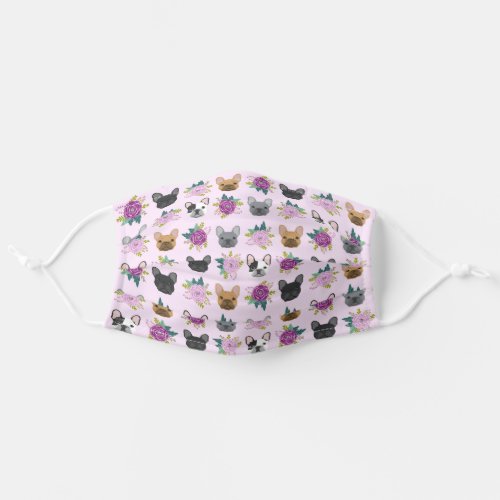 French Bulldogs lavender floral Adult Cloth Face Mask