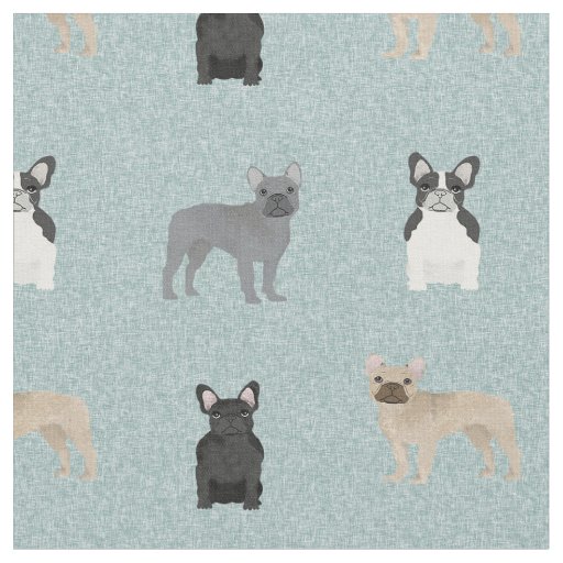 French Bulldogs Light Blue Fabric