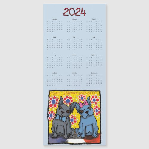 French Bulldogs Magnetic Calendar 2024