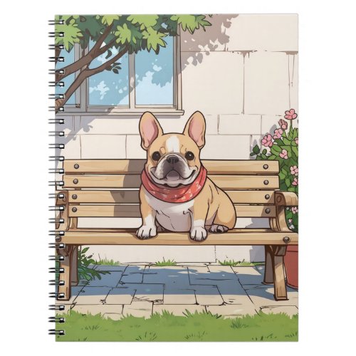 French Bulldogs Pastel with flowers Notebook