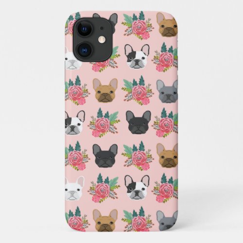 French Bulldogs Pink Floral iPhone 11 Case