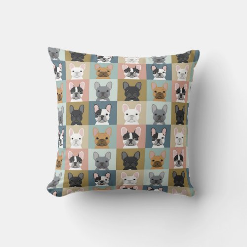 French Bulldogs portrait customizable dog gifts Throw Pillow