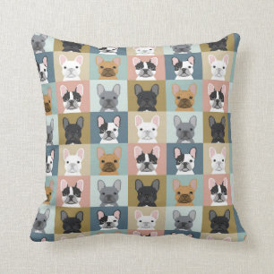 French Bulldogs portrait customizable dog gifts Throw Pillow